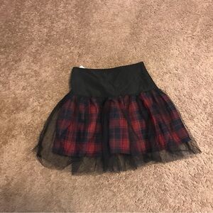 NWT Romwe tulle plaid corset mini skirt